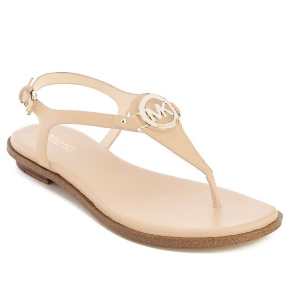 MICHAEL KORS Mallory Tan Leather T-Strap Sandal Size 9M - Picture 1 of 7